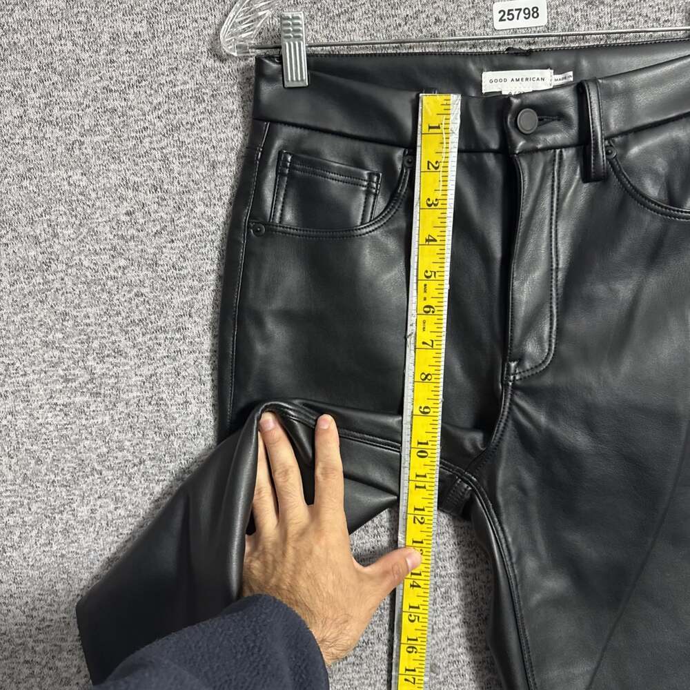 Good American Women’s Size 4/27 Black Faux Leather Icon Straight High Waisted - Picture 13 of 13